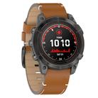 For Garmin Watch 22mm Stitched Genuine Leather Quick Release Watch Band(Brown Black) - 3
