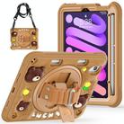 For iPad mini 2024 / mini 6 Bear Rotation Kickstand Silicone Hybrid PC Tablet Case(Brown) - 2