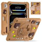 For iPad Pro 11 2024 Bear Rotation Kickstand Silicone Hybrid PC Tablet Case(Brown) - 2