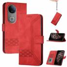 For vivo V50 Cubic Skin Feel Flip Leather Phone Case(Red) - 1