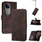 For vivo V50 Cubic Skin Feel Flip Leather Phone Case(Brown) - 1
