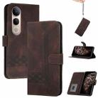 For vivo V50 Lite 4G / 5G Cubic Skin Feel Flip Leather Phone Case(Brown) - 1