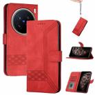 For vivo X200 Pro Cubic Skin Feel Flip Leather Phone Case(Red) - 1