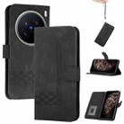 For vivo X200 Pro Cubic Skin Feel Flip Leather Phone Case(Black) - 1