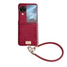 For OPPO Find N3 Flip Crocodile Texture TPU Phone Case With Strap(Red) - 1