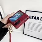 For OPPO Find N3 Flip Crocodile Texture TPU Phone Case With Strap(Red) - 2