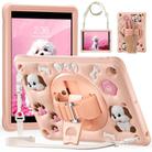 For iPad 10.2 2021 / 2020 / 2019 Dog Rotation Kickstand Silicone Hybrid PC Tablet Case(Pink) - 1