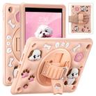 For iPad 10.2 2021 / 2020 / 2019 Dog Rotation Kickstand Silicone Hybrid PC Tablet Case(Pink) - 2