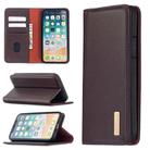 For iPhone XS / X 2 in 1 Detachable Magnetic Horizontal Flip Genuine Leather Case with Holder & Card Slots & Wallet(Dark Brown) - 1
