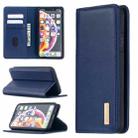 For iPhone XR 2 in 1 Detachable Magnetic Horizontal Flip Genuine Leather Case with Holder & Card Slots & Wallet(Blue) - 1