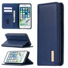 For iPhone 8 / 7 2 in 1 Detachable Magnetic Horizontal Flip Genuine Leather Case with Holder & Card Slots & Wallet(Blue) - 1