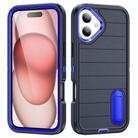 For iPhone 16 Defender Gen2 Rugged PC + Silicone Phone Case with Holder(Dark Blue) - 1