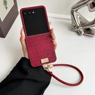 For Motorola Razr 50 Ultra Crocodile Texture TPU Phone Case With Strap(Red) - 2