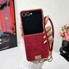 For Samsung Galaxy Z Flip7 5G Crocodile Texture TPU Phone Case With Strap(Red) - 2