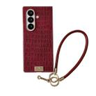 For Samsung Galaxy Z Fold7 5G Crocodile Texture TPU Phone Case With Strap(Red) - 1