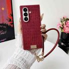 For Samsung Galaxy Z Fold7 5G Crocodile Texture TPU Phone Case With Strap(Red) - 2