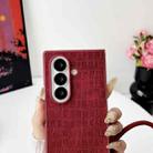 For Samsung Galaxy Z Fold7 5G Crocodile Texture TPU Phone Case With Strap(Red) - 3