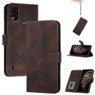 For Itel A48 Cubic Skin Feel Flip Leather Phone Case(Brown) - 1