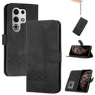 For Itel S25 Ultra Cubic Skin Feel Flip Leather Phone Case(Black) - 1