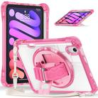 For iPad mini 2024 / mini 6 Rotation Grip Holder TPU Hybrid Clear PC Tablet Case(Red Rose) - 1