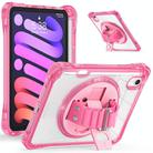 For iPad mini 2024 / mini 6 Rotation Grip Holder TPU Hybrid Clear PC Tablet Case(Red Rose) - 2
