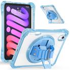 For iPad mini 2024 / mini 6 Rotation Grip Holder TPU Hybrid Clear PC Tablet Case(Light Blue) - 2