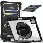For iPad Pro 13 2024 Rotation Grip Holder TPU Hybrid Clear PC Tablet Case(Black) - 1