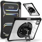 For iPad Pro 13 2024 Rotation Grip Holder TPU Hybrid Clear PC Tablet Case(Black) - 2