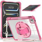 For iPad Pro 13 2024 Rotation Grip Holder TPU Hybrid Clear PC Tablet Case(Red Rose) - 1