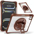 For iPad Pro 13 2024 Rotation Grip Holder TPU Hybrid Clear PC Tablet Case(Chocolate) - 2