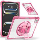 For iPad Pro 11 2024 Rotation Grip Holder TPU Hybrid Clear PC Tablet Case(Red Rose) - 2