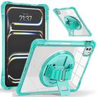 For iPad Pro 11 2024 Rotation Grip Holder TPU Hybrid Clear PC Tablet Case(Light Green) - 2