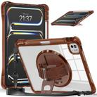 For iPad Pro 11 2024 Rotation Grip Holder TPU Hybrid Clear PC Tablet Case(Chocolate) - 1