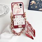 For Honor Magic V Flip Luck Flower Pattern TPU Phone Case With Strap(Red) - 2