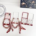 For Honor Magic V Flip Luck Flower Pattern TPU Phone Case With Strap(White) - 3