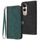 For vivo V50 Lite 4G / 5G Side Buckle Double Fold Hand Strap Leather Phone Case(Dark Green) - 1