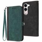 For vivo Y29s 5G / Y04 4G Global Side Buckle Double Fold Hand Strap Leather Phone Case(Dark Green) - 1