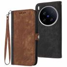 For vivo X200 Ultra Side Buckle Double Fold Hand Strap Leather Phone Case(Brown) - 1