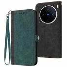 For vivo X200s Side Buckle Double Fold Hand Strap Leather Phone Case(Dark Green) - 1