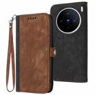 For vivo X200s Side Buckle Double Fold Hand Strap Leather Phone Case(Brown) - 1