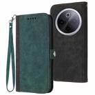 For vivo iQOO Z10 / T4 / Y300 Pro Side Buckle Double Fold Hand Strap Leather Phone Case(Dark Green) - 1