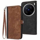 For vivo X200 Pro Side Buckle Double Fold Hand Strap Leather Phone Case(Brown) - 1