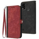 For Itel A48 Side Buckle Double Fold Hand Strap Leather Phone Case(Red) - 1