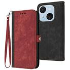 For Itel A50C Side Buckle Double Fold Hand Strap Leather Phone Case(Red) - 1