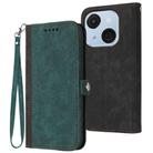 For Itel A50C Side Buckle Double Fold Hand Strap Leather Phone Case(Dark Green) - 1