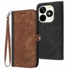 For Itel P65C Side Buckle Double Fold Hand Strap Leather Phone Case(Brown) - 1