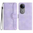 For vivo V50 Heart Pattern Skin Feel Leather Phone Case(Purple) - 1