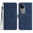 For vivo V50 Heart Pattern Skin Feel Leather Phone Case(Royal Blue) - 1