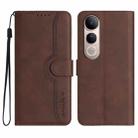For vivo V50 Lite 4G / 5G Heart Pattern Skin Feel Leather Phone Case(Brown) - 1