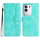 For vivo Y29 4G Heart Pattern Skin Feel Leather Phone Case(Light Blue) - 1